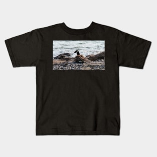 Canada Goose Resting On The Beach Kids T-Shirt